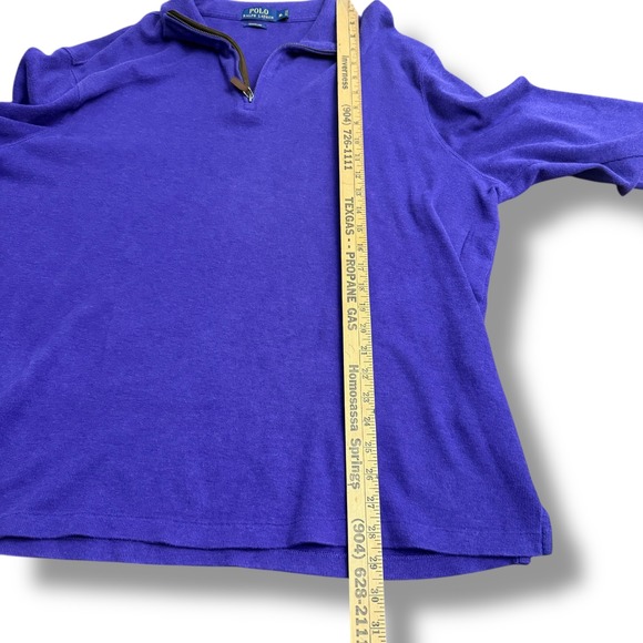 Polo Ralph Lauren Estate Rib Quarter Zip Pullover Sweatshirt Mens XL Purple - Picture 4 of 10